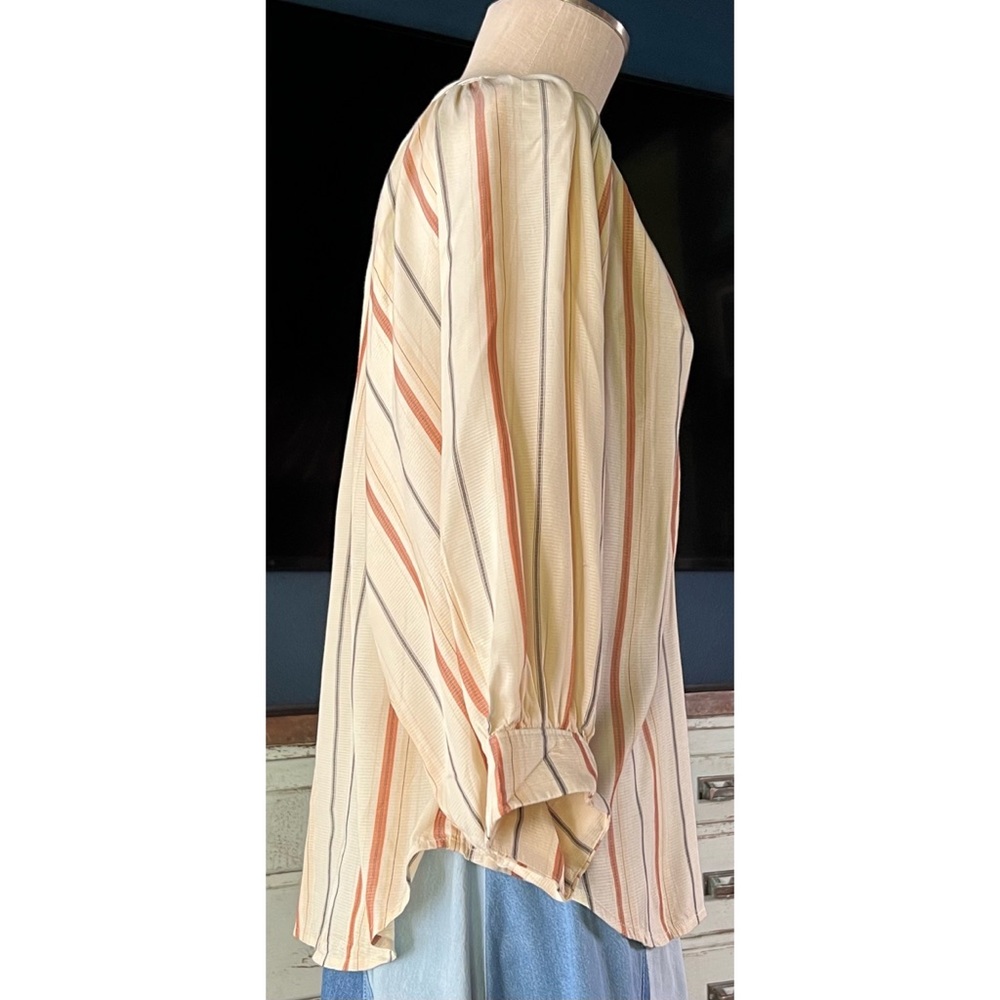 Anthropologie Maeve Striped Bubble Sleeve Blouse S - Picture 12 of 14
